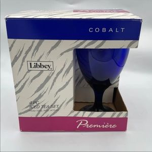 Libby’s cobalt blue 4 piece ice tea set new! 16 oz